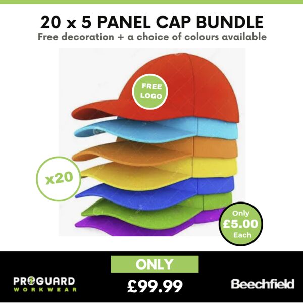 20x 5-panel cap bundle + Free Logo Thumbnail