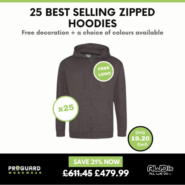 25 X Best Selling ZIPPED Hoodies + Free Logo Thumbnail