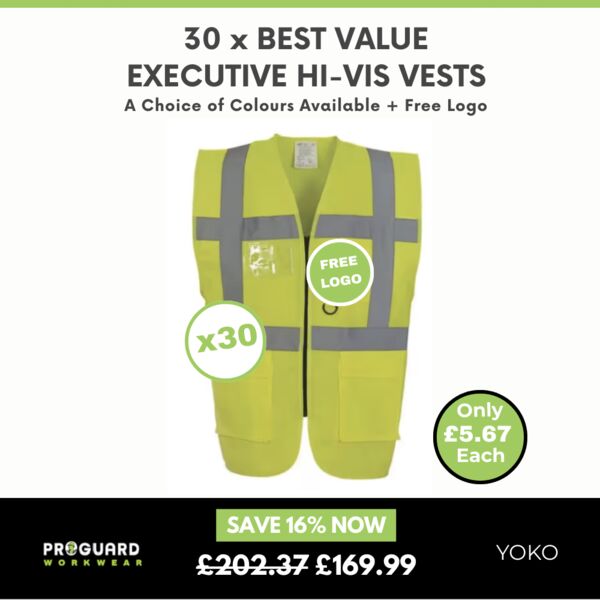 30 x Best Value Executive Hi Vis Vests + Free logo.  Thumbnail