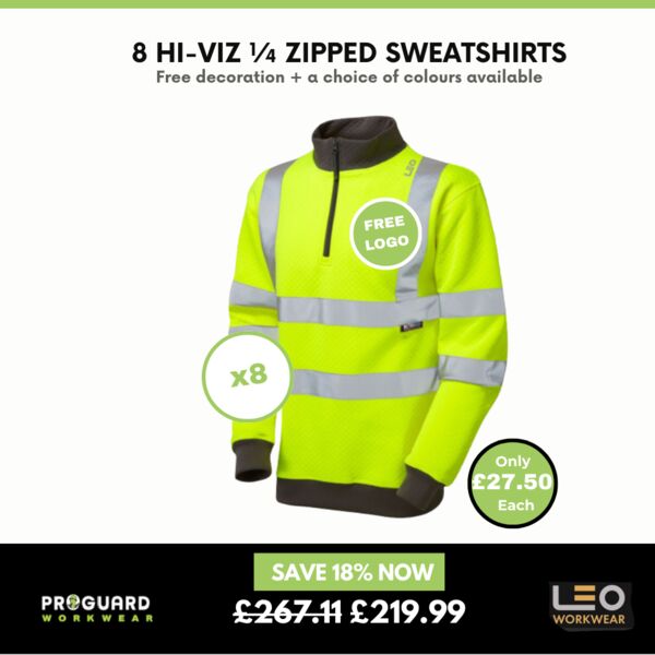 8 x Hi Vis 1/4 Zip Sweatshirts + Free Left Chest Logo Thumbnail