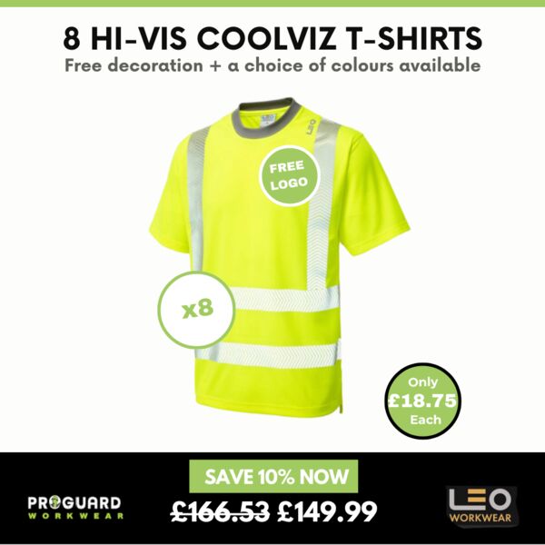 8 x Hi Vis Coolviz Plus T-Shirts  + Free Left Chest Logo Thumbnail